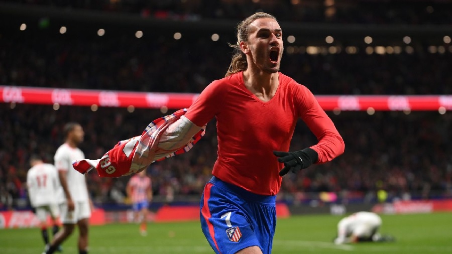 Antoine Griezman mencetak gol penentu kemenangan Atletico Madrid atas tamunya Sevilla dalam lanjutan LaLiga Spanyol.