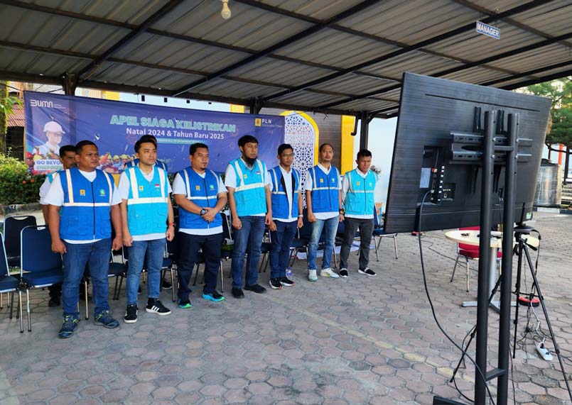 Manajemen UP Pekanbaru mengikuti kegiatan Apel Siaga Kelistrikan menghadapi momen siaga Nataru, Senin (16/12/2024).