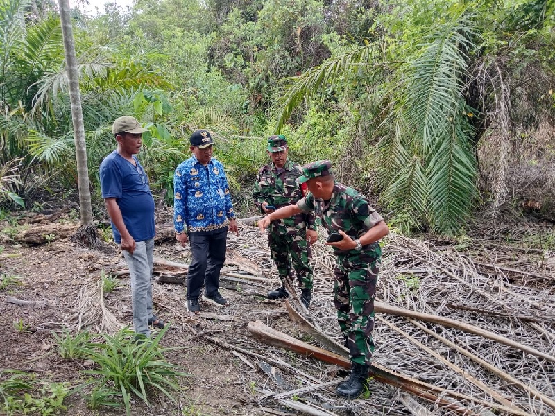 Pabung 0302 Inhu Mayor Infantri Legimin meninjau rencana lokasi pembangunan penyanggah daerah rawan (PDR) di Desa Bedeng Sukuran Kecamatan Inuman, Selasa (17/12/2024).