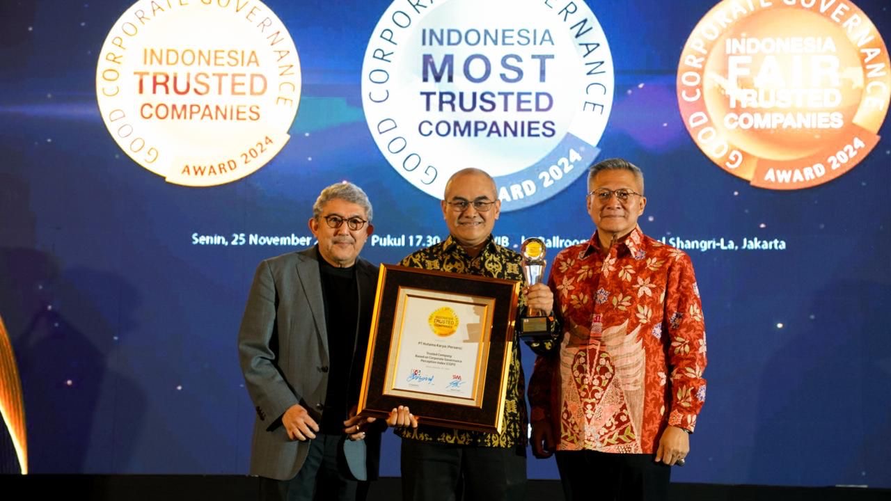Hutama Karya meraih predikat Indonesia Trusted Company pada ajang CGPI 2024 yang digelar di Ballroom Hotel Shangri-La, Jakarta pada 25 November 2024 lalu.