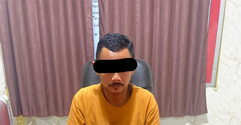Tersangka AS diamankan Satres Narkoba Polres Kuansing, Kamis (9/1/2025) malam di Desa Sungai Keranji Kecamatan Singingi.