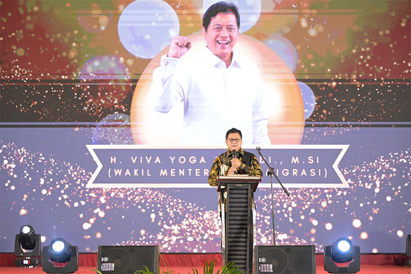 Wakil Menteri Transmigrasi Viva Yoga Mauladi saat memberikan sambutan dalam acara HUT ke 72 PDHI.