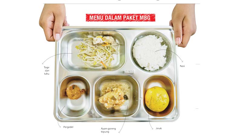 Menu makanan di SDN 167, Jalan Muhajirin Ujung, Kelurahan Sidomulyo Barat, Kecamatan Tuah Madani, Pekanbaru, Senin (13/1/2025).