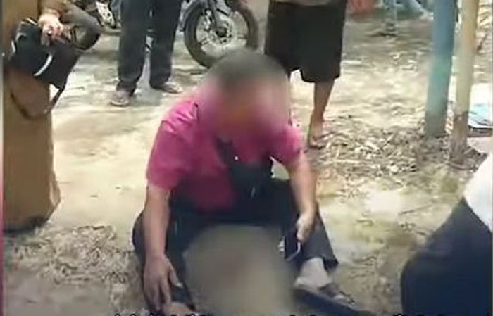 Video viral di media sosial (medsos), pria tua ditendang oknum perwira polisi di Prabumulih Sumsel.