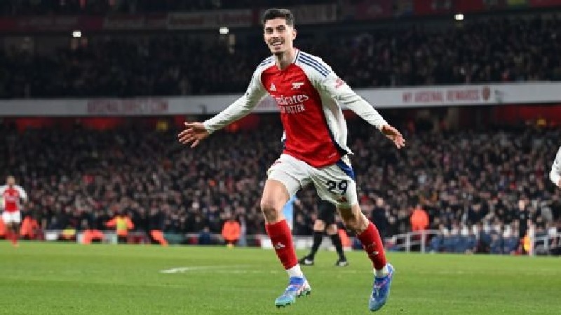 Kai Havertz mencetak gol kesembilannya di Liga Primer musim ini saat Arsenal menang telak 5-1 atas Manchester City pada Ahad (2/2/2025).