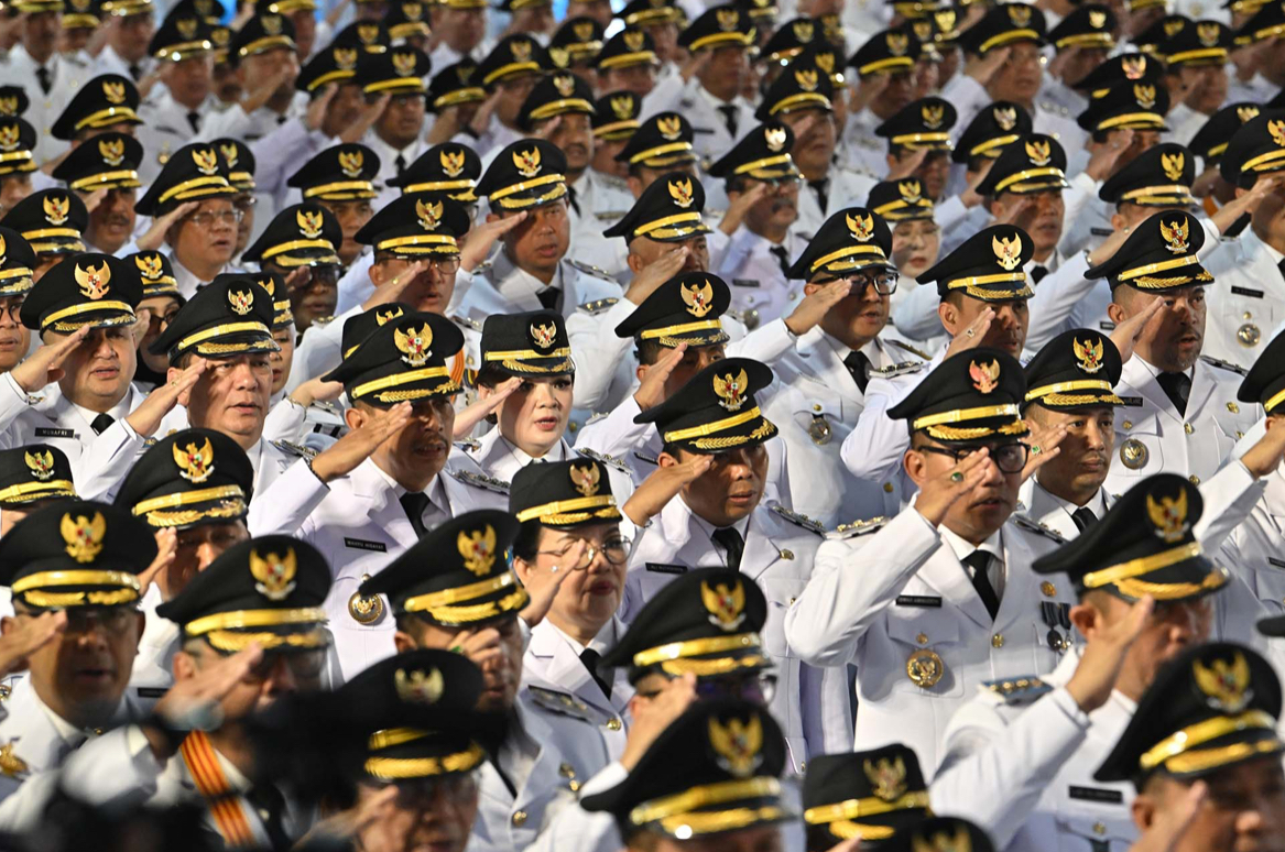 961 kepala daerah dilantik serentak oleh Presiden Prabowo di halaman Istana Negara, Jakarta, Kamis (20/2/2025).