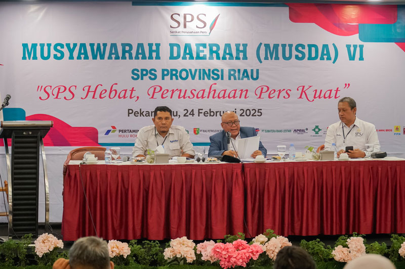 Musyawarah Daerah (Musda) VI Serikat Perusahaan Surat Kabar (SPS) Provinsi Riau di Pekanbaru, Senin (24/2/2025).