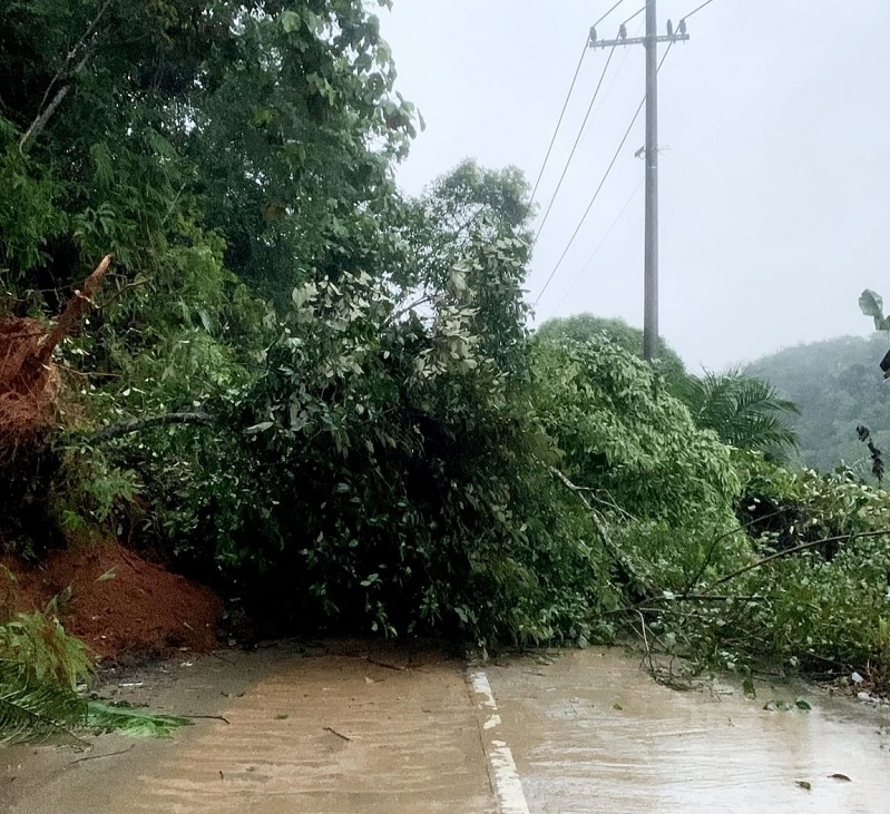 Ruas Jalan Provinsi Ujung Batu Rokan menuju Rao Kabupaten Pasaman Sumbar tertup longsor di Kelok S Durian Daun Desa Rokan Timur, Kecamatan Rokan IV Koto, Kamis (27/2/2025) pagi.