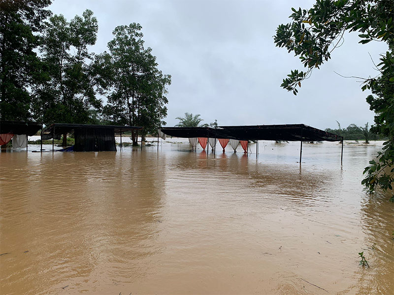 Lokasi pemandian balimau di Desa Kobun Lado Kecamatan Singingi, Kamis (27/2/2025) terendam banjir.