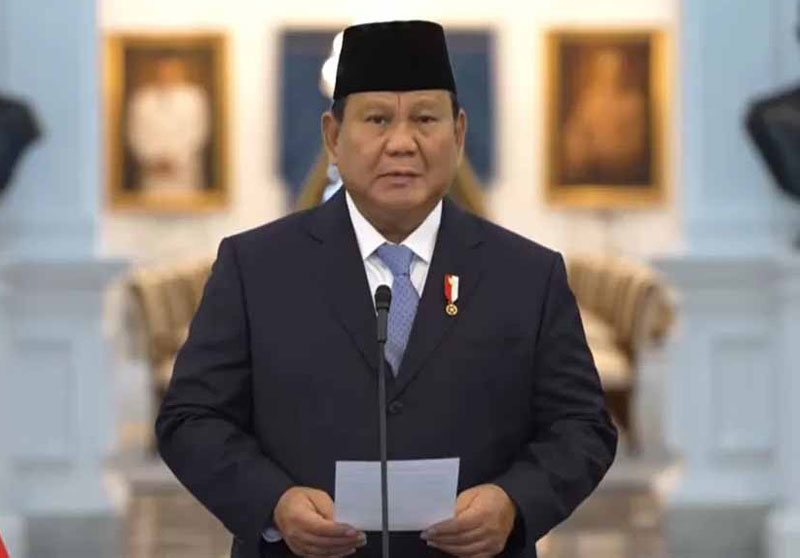 Presiden Prabowo Subianto saat berpidato di Istana Negara, beberapa waktu lalu.