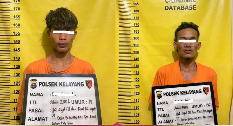 Pelaku pengedar narkoba yang merupakan kakak beradik diamankan Polsek Kelayang, Sabtu (15/3/2025).