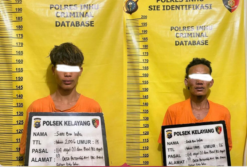 Pelaku pengedar yang merupakan kakak adik ditangkap Polsek Kelayang, Sabtu (15/3/2025).