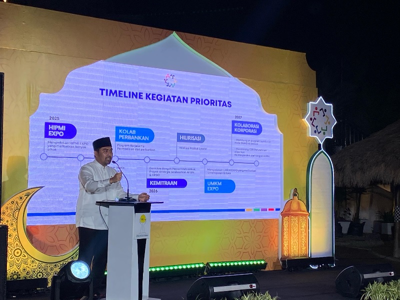 Caketum BPD HIPMI Riau masa bakti 2025-2028 Migo Mufartha memaparkan visi misinya, Senin (17/3/2025).
