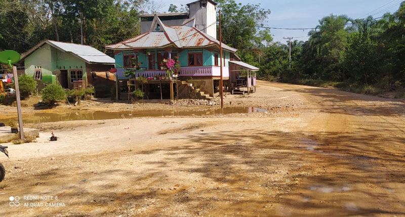 Kondisi banjir di Desa Air Hitam, Kecamatan Ukui, Pelalawan yang telah surut total, Rabu (9/4/2025) siang.