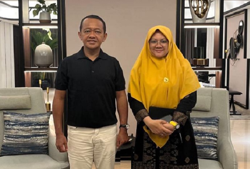 Ketua Umum DPP Partai Golkar Bahlil Lahadalia bersama Bupati Siak terpilih Afni Zulkifli.