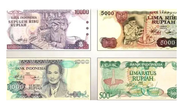 Uang kertas tahun emisi 1979, 1980, dan 1982 yang ditarik Bank Indonesia.