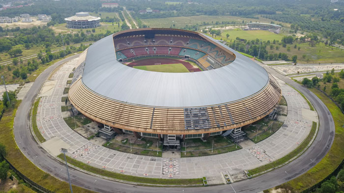 Stadion Utama Riau yang berada di Jalan Naga Sakti Pekanbaru. Jumat (2/5/2025). Stadion Utama Riau merupakan aset Pemerintah Provinsi Riau diwacanakan akan dijual.