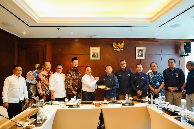 Gubri Abdul Wahid bersama para bupati/wali kota di Riau saat bertemu manajemen PT PLN di Jakarta, Selasa (6/5/2025).