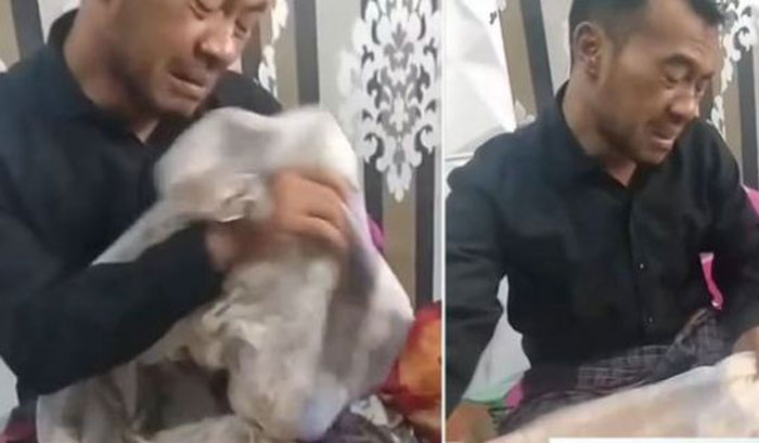Tangkapan layar tangisan palsu seorang suami di depan jenazah istri,  ternyata dialah pembunuh istrinya.