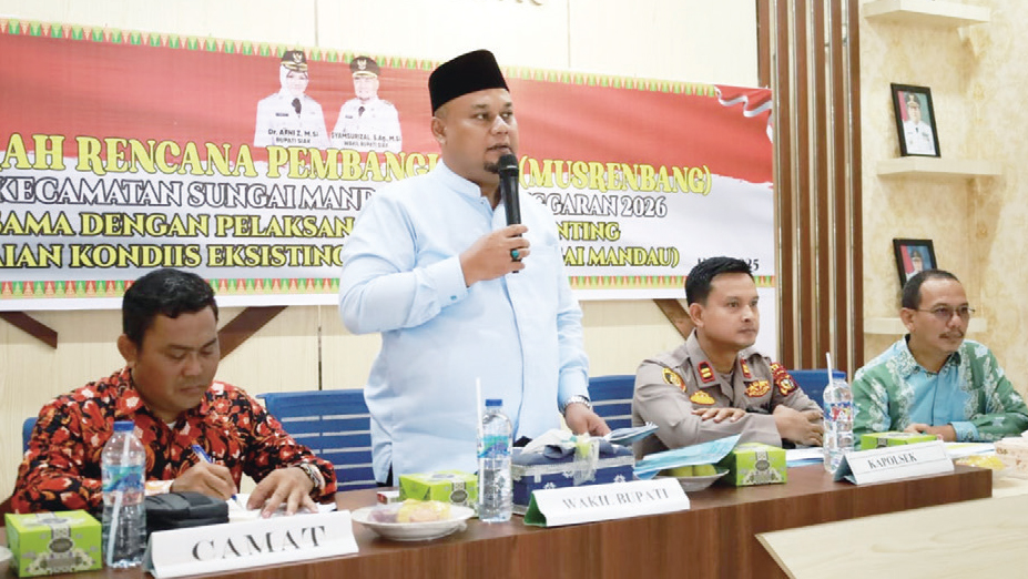 Wakil Bupati Siak Syamsurizal memimpin Musrenbang Kecamatan Sungai Mandau, Rabu (19/6/2025).