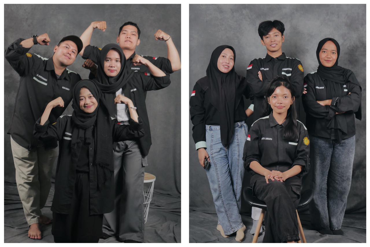 Kedua Tim Fakultas Ilmu Komunikasi Universitas Muhammadiyah Riau yang mendapatkan Juara 1 dan 2 KM Nexus Competition for Public 2025 bagian KLF 2025.