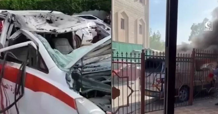 Kondisi di sekitar Rumah Sakit Indonesia Gaza saat terjadi serangan dari Israel.
