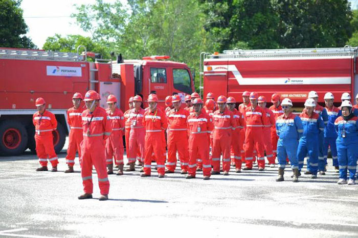 Apel Siaga Karhutla di Komplek Perkantoran PT Pertamina Hulu Rokan (PHR) Rumbai, Kamis (10/7/2025).