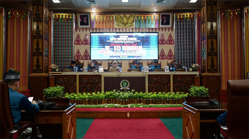 Sidang Paripurna Istimewa DPRD sempena Hari Jadi ke-513 Bengkalis berlangsung hidmat di Kantor DPRD Bengkalis, Rabu (30/7/2025).