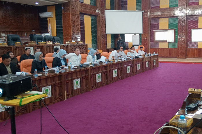 Ketua DPRD Rohil Ilhammi memimpin rapat pembahasan rancangan awal RPJMD 2025-2029 bersama OPD terkait di Bagansiapiapi, Selasa (29/7/2025).