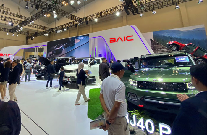 Booth BAIC Indonesia di ajang Gaikindo Indonesia International Auto Show (GIIAS) 2025 di ICE BSD City, Tangerang.