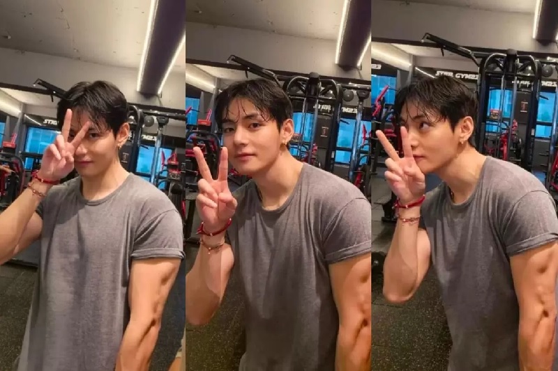 V BTS alias Kim Taehyung tampil memukau di foto terbarunya di gym dan membuat penggemar terpukau.