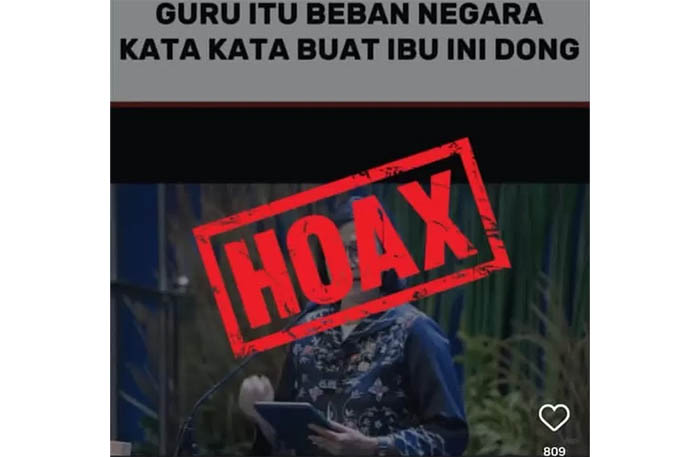 Menkeu Sri Mulyani buka suara dan menyebut pernyataan dia bahwa guru beban negara adalah hoaks.