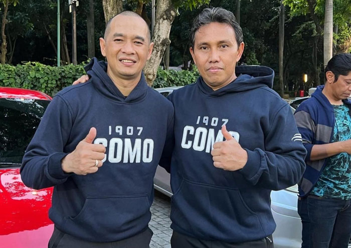 Kurniawan DY dan Bima Sakti, dua mantan pemain Timnas Indonesia dan mantan pemain PSPS yang akan meramaikan Trofeo Riau Bermarwah di Stadion Kaharuddin Nasution Rumbai, Sabtu (30/8/2025) malam.