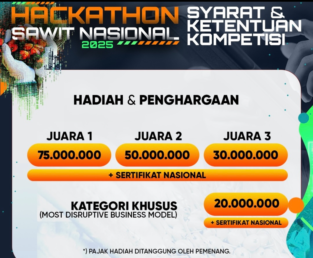 Kompetisi Hackaton Sawit Nasional 2025 digelar GAPKI dan BPDP berhadiah total ratusan juta didukung penuh Jawa Pos TV dan Riau Pos.