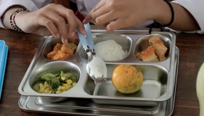 Ilustrasi menu makanan di program makan bergizi gratis (MBG).