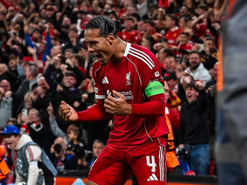 Kapten Virgil van Dijk jadi penentu kemenangan 3-2 Liverpool atas Atletico Madrid pada laga Liga Champions di Anfield.