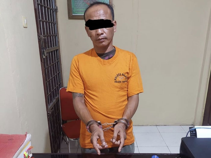 Tersangka MS (42), residivis curas yang beralih profesi pengedar narkoba telah diamankan di Mapolsek Tandun, Selasa (30/9/2025).
