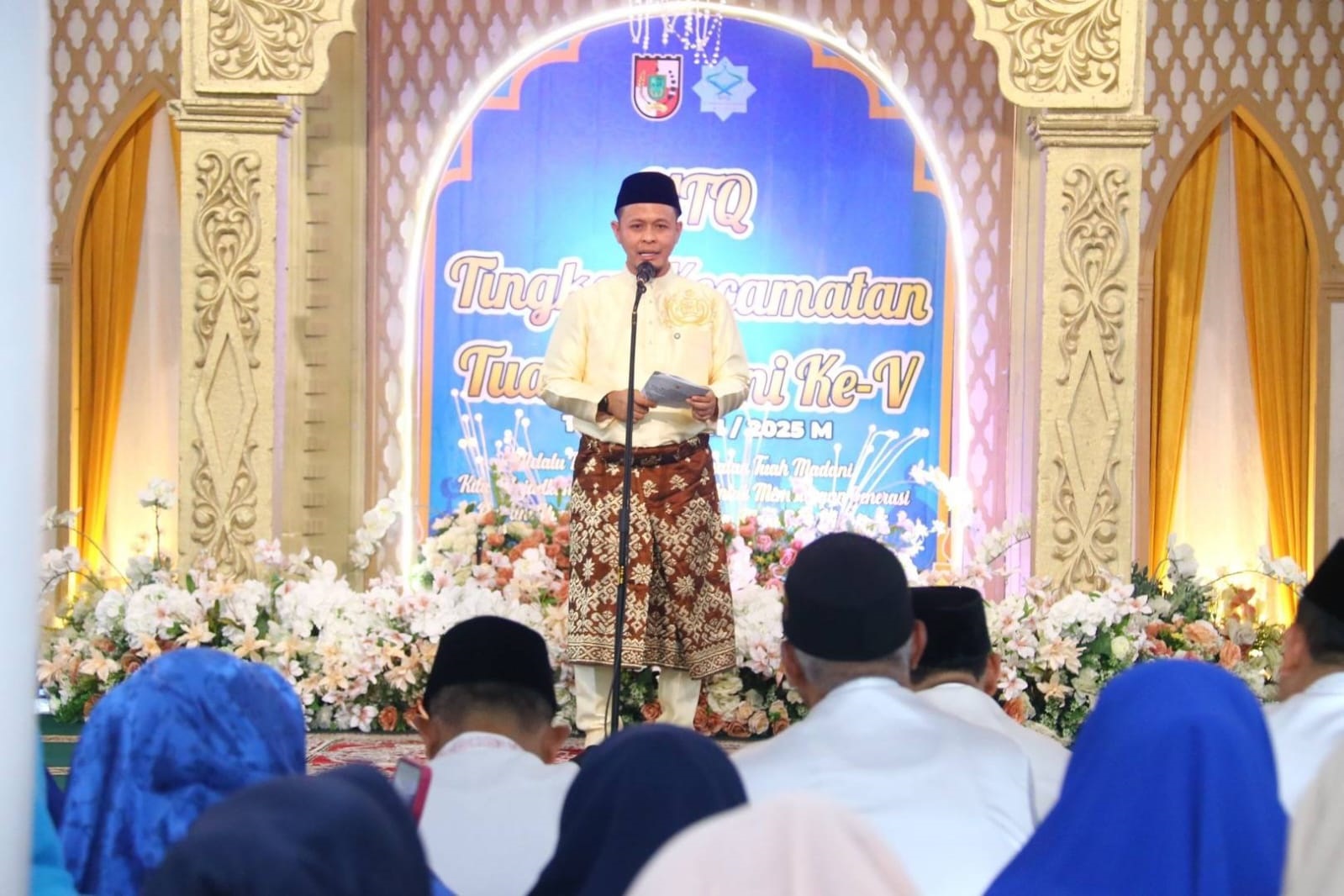 Wali Kota Pekanbaru Agung Nugroho saat membuka MTQ Tingkat Kecamatan Tuah Madani 2025 di Masjid Paripurna Darul Aman, Jalan Marsan Sejahtera, Pekanbaru, Kamis (2/10/2025). Wako juga memaparkan berbaga
