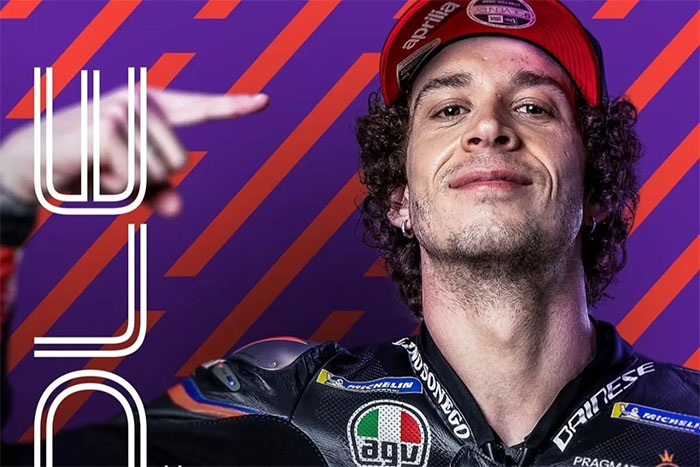 Pembalap Aprilia Racing Marco Bezzecchi merebut pole position MotoGP Indonesia 2025.