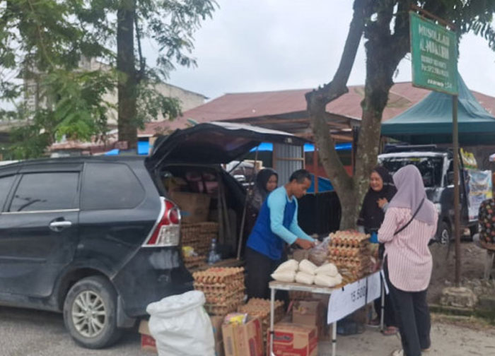 Dinas Ketahanan Pangan menggelar Gerakan Pangan Murah (GPM) di Pasar SP II Suka Mulya, Kecamatan Bangkinang, Kabupaten Kampar, Sabtu (11/10/2025).