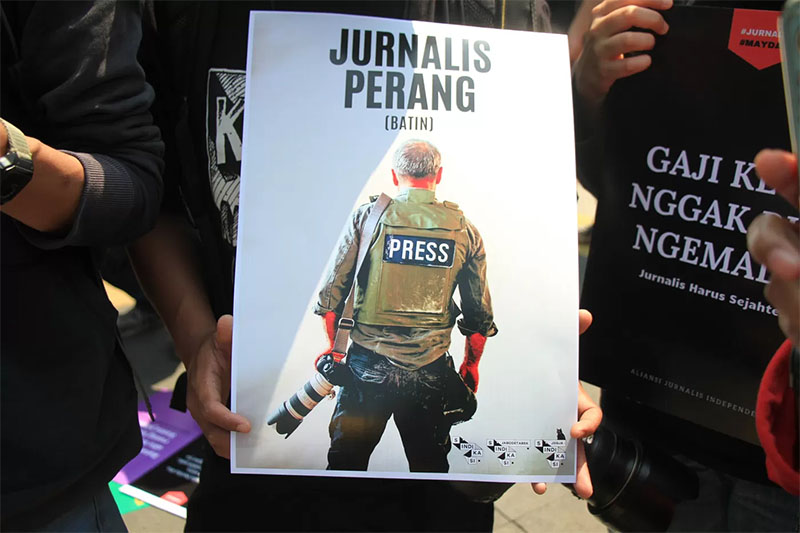 Ilustrasi demo Jurnalis dibunuh.