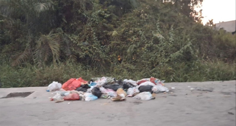 Tumpukan sampah di pinggir Jalan Gulama, RT 04/RW 04, Kecamatan Marpoyan Damai Pekanbaru.