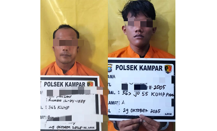 Polsek Kampar mengamankan dua pelaku spesialis pencurian dengan pemberatan yang sudah beraksi di 15 lokasi berbeda, Rabu (29/10/2025) sore.