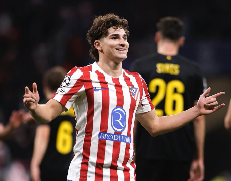 Penyerang Argentina Julian Alvarez mencetak satu gol saat Atletico Madrid mengalahkan Union Saint-Gilloise di Liga Champions.