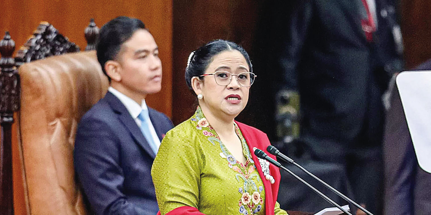 Ketua DPR RI Puan Maharani saat berpidato dalam salah satu agenda di DPR RI,  belum lama ini.