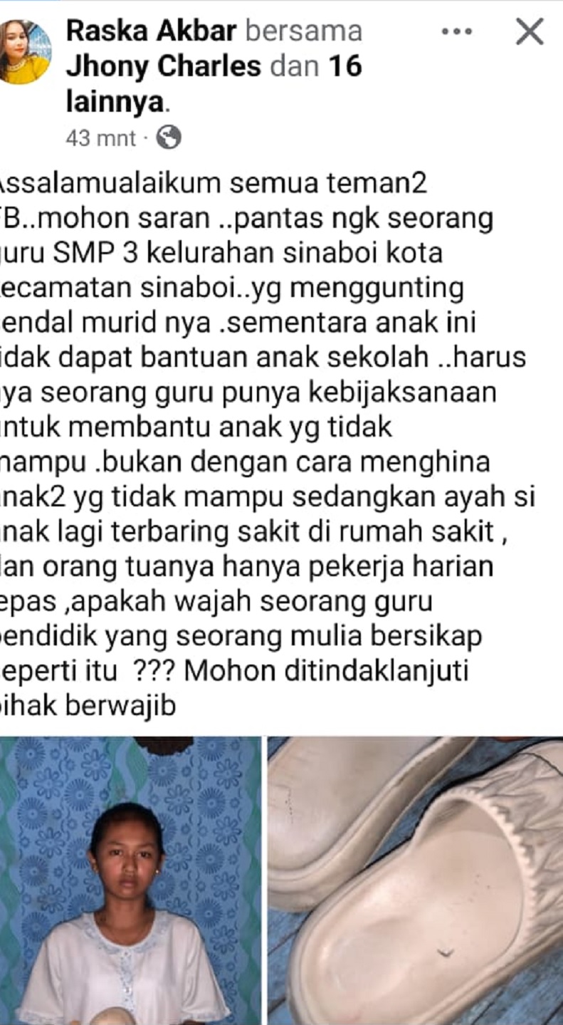 Tangkapan layar fb yang mengungkap kejadian dialami Kl.