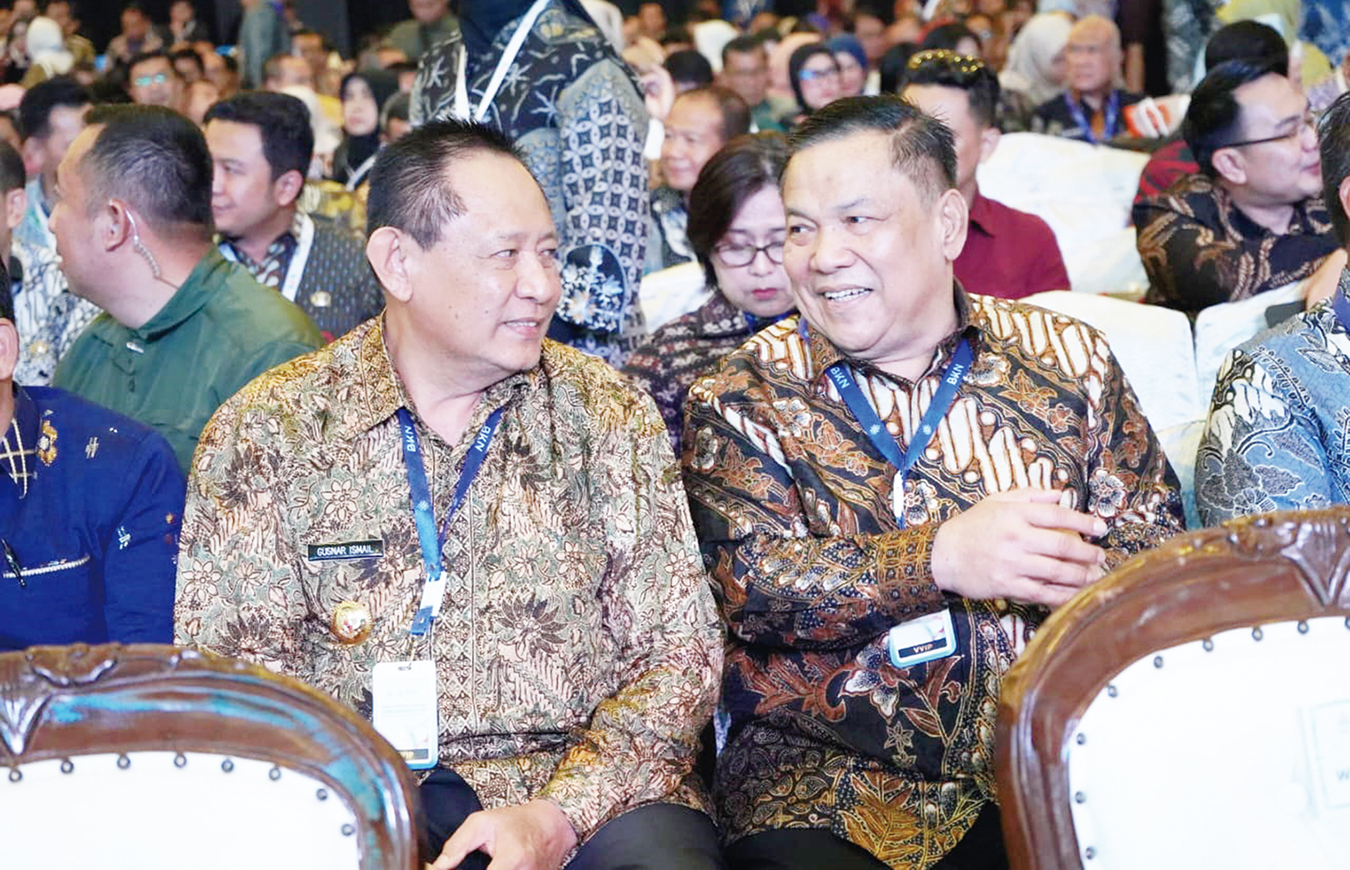 Pelaksana tugas Gubernur Riau SF Hariyanto saat menghadiri Rapat Koordinasi Nasional  Kepegawaian 2025 yang digelar Badan Kepegawaian Negara di Jakarta, Rabu (19/11/2025).