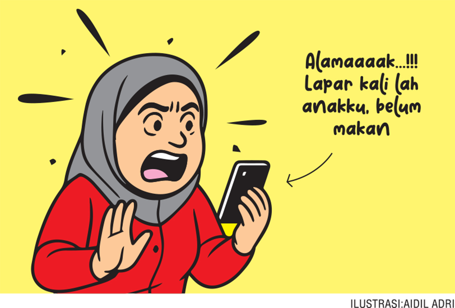 Nasib apes menimpa Dewi, ibu wali murid MTSN 1 Selatpanjang, akibat lupa cek grup WA, anaknya terpaksa menahan lapar saat jam makan siang.