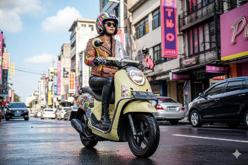 Safety riding tetap keren dengan gaya kalcer.