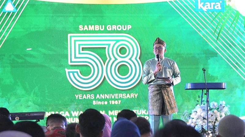 Perayaan HUT Sambu Group ke-58 secara hybrid berlangsung di PT Pulau Sambu Kuala Enok, Kecamatan Tanah Merah, Kabupaten Inhil, Senin (8/12/2025).